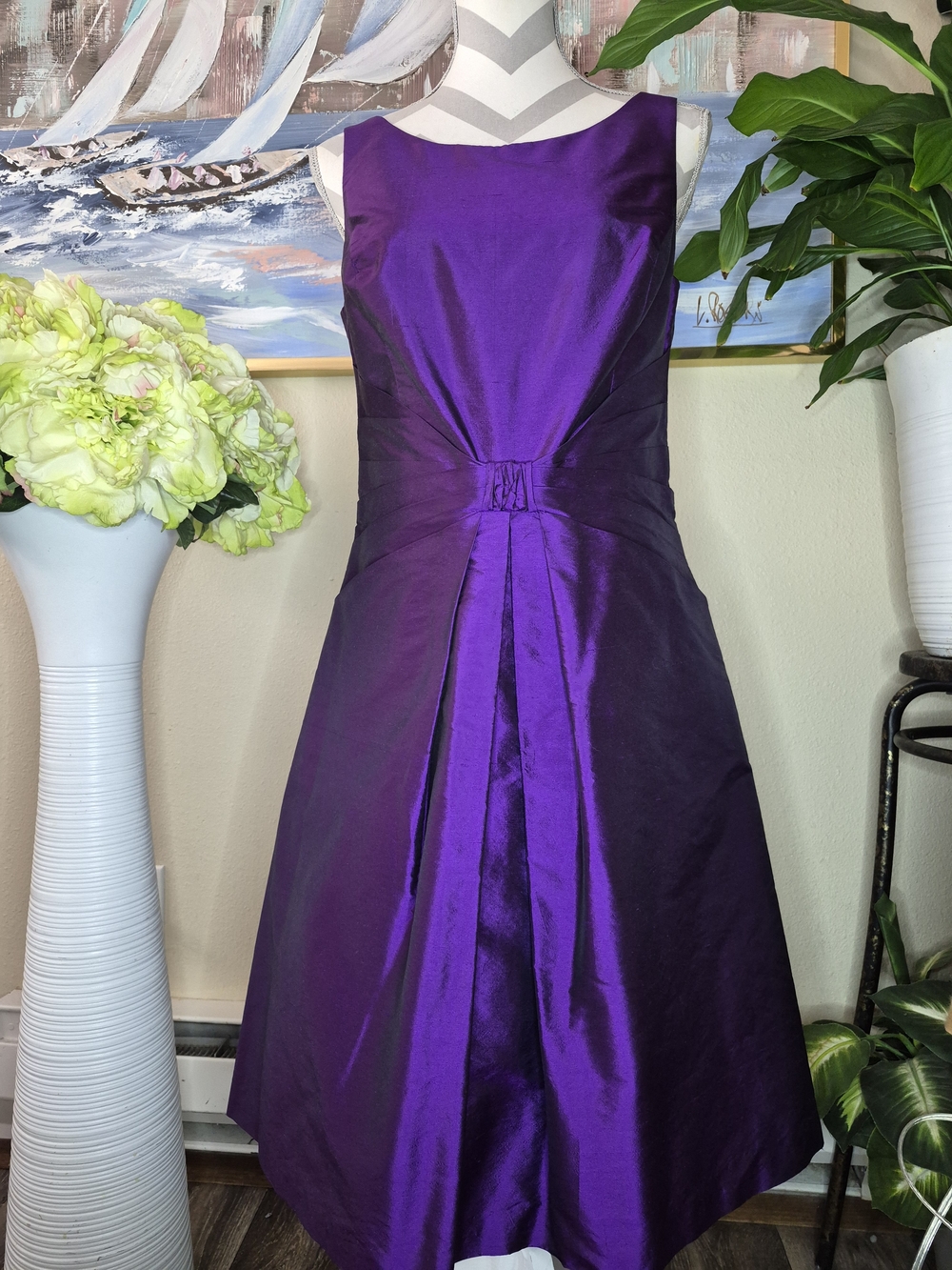 Lauren Ralph Lauren Women's Purple Silk Sleeveless Cocktail Dress